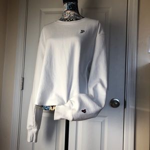 PINK cut off white sweatshirt 🖤